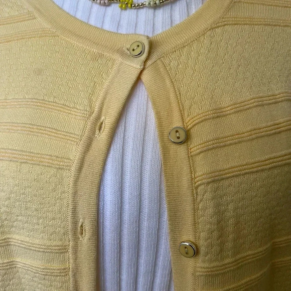 Vintage Charter Club Yellow Cardigan - M - Picture 2 of 6